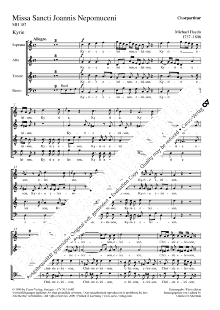 Missa Sancti Joannis Nepomuceni 4-Part scores gallery preview page 2