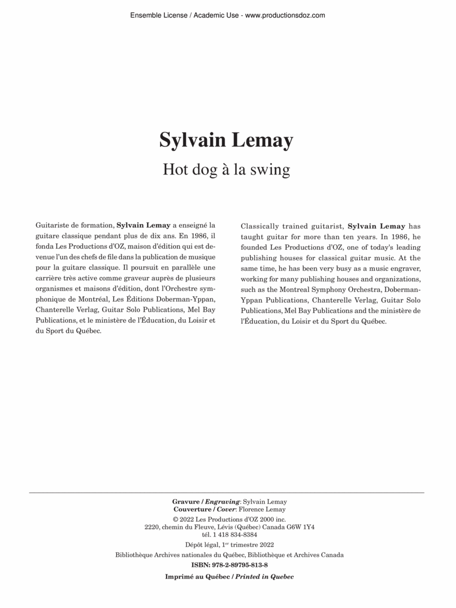 Hot dog à la swing Classical Guitar scores gallery preview page 1