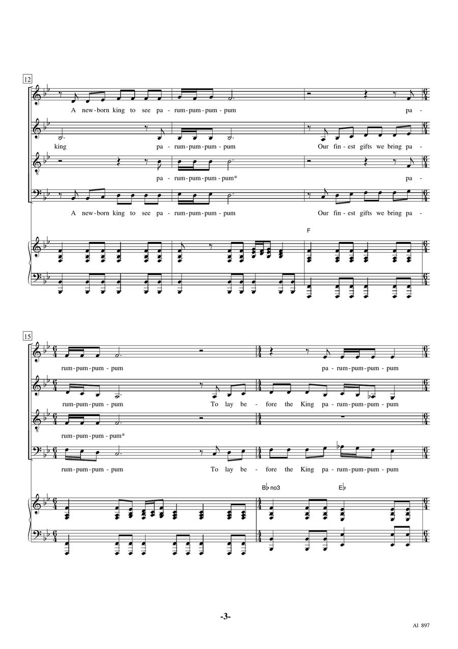 The Little Drummer Boy The Little Drummer Boy 4-Part scores gallery preview page 3