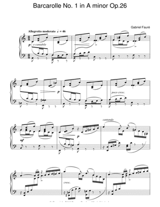 Barcarolle No. 1 In A Minor, Op. 26