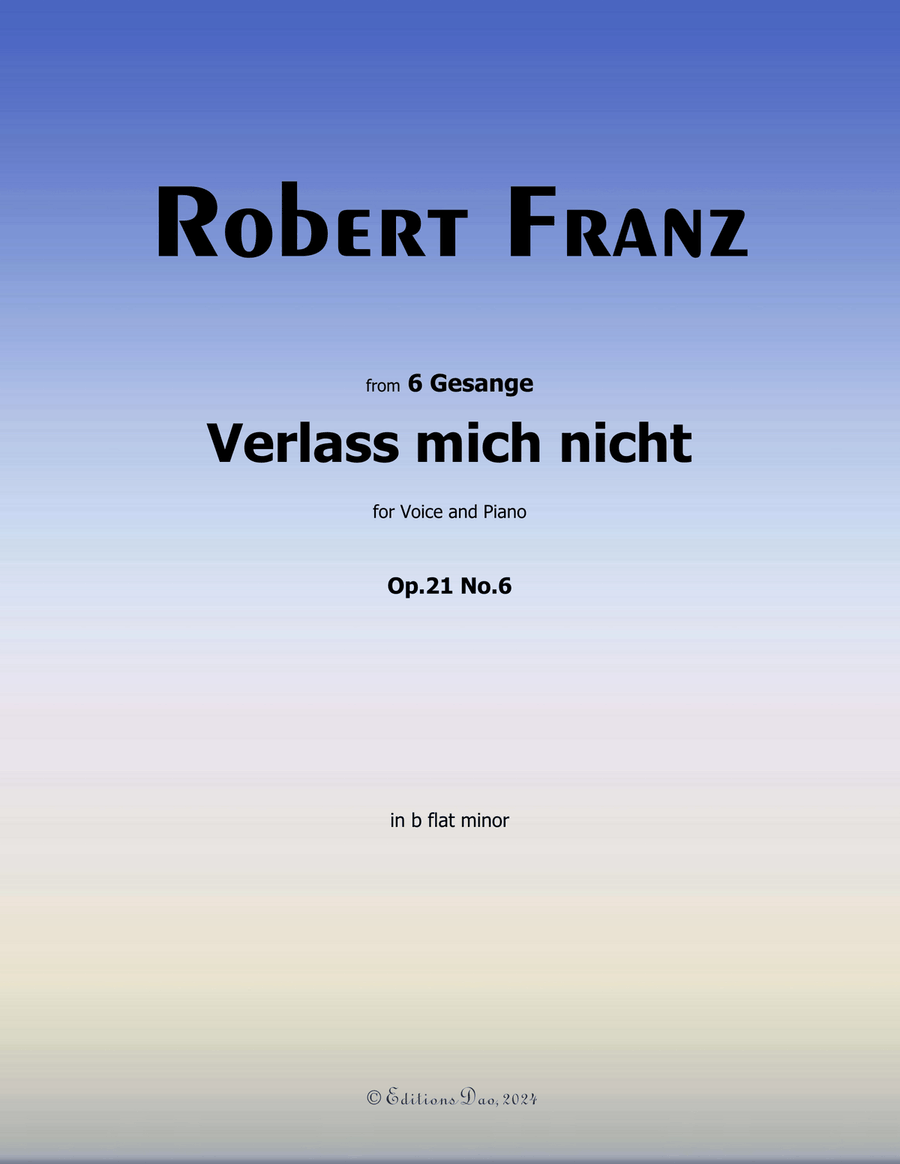 Verlass mich nicht, by Robert Franz, in b flat minor Voice scores gallery preview page 1