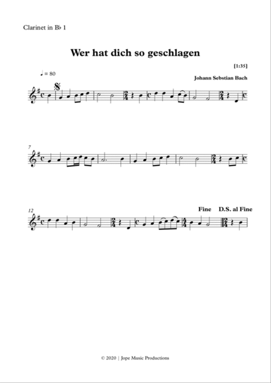 Wer hat dich so geschlagen - J.S. Bach Woodwind Quartet scores gallery preview page 4