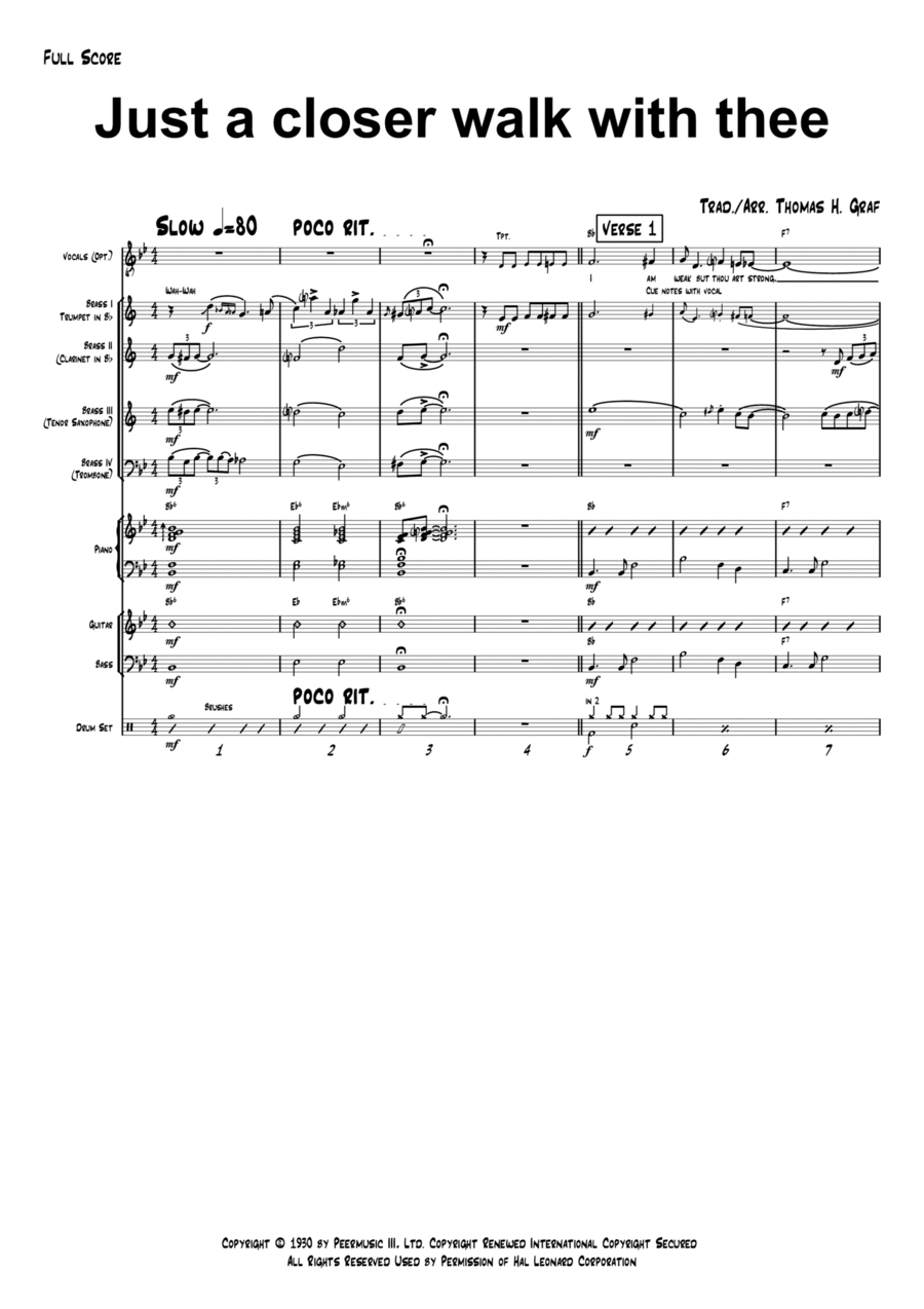 Just A Closer Walk With Thee - New Orleans Funeral - Jazz Band Jazz Ensemble scores gallery preview page 1