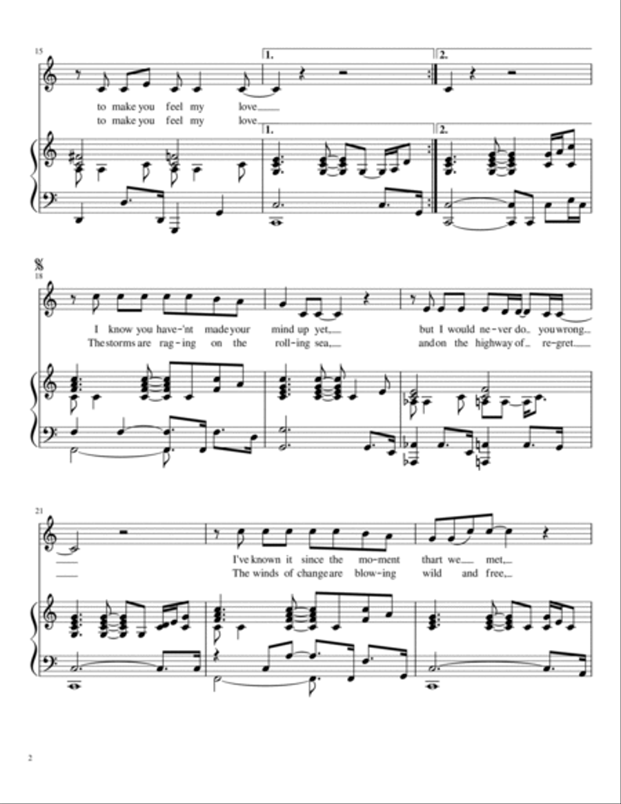 Make You Feel My Love Piano, Vocal scores gallery preview page 2