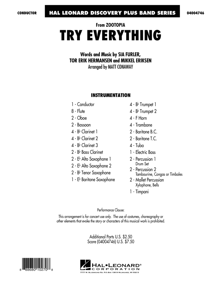 Try Everything (from Zootopia) - Full Score Concert Band scores gallery preview page 1