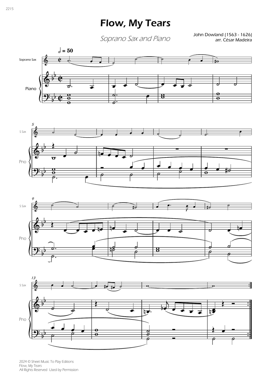 Flow My Tears - Soprano Sax and Piano (Full Score and Parts) Soprano Saxophone scores gallery preview page 3