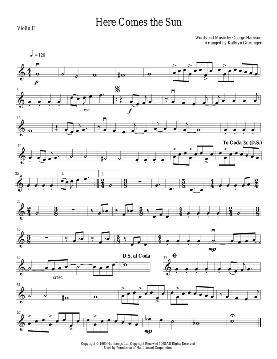 Here Comes The Sun String Quartet scores gallery preview page 2