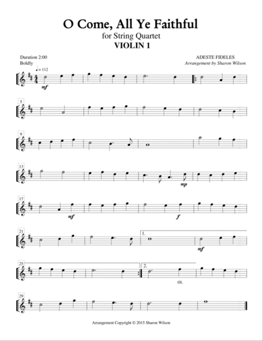 O Come, All Ye Faithful (for String Quartet) String Quartet scores gallery preview page 2