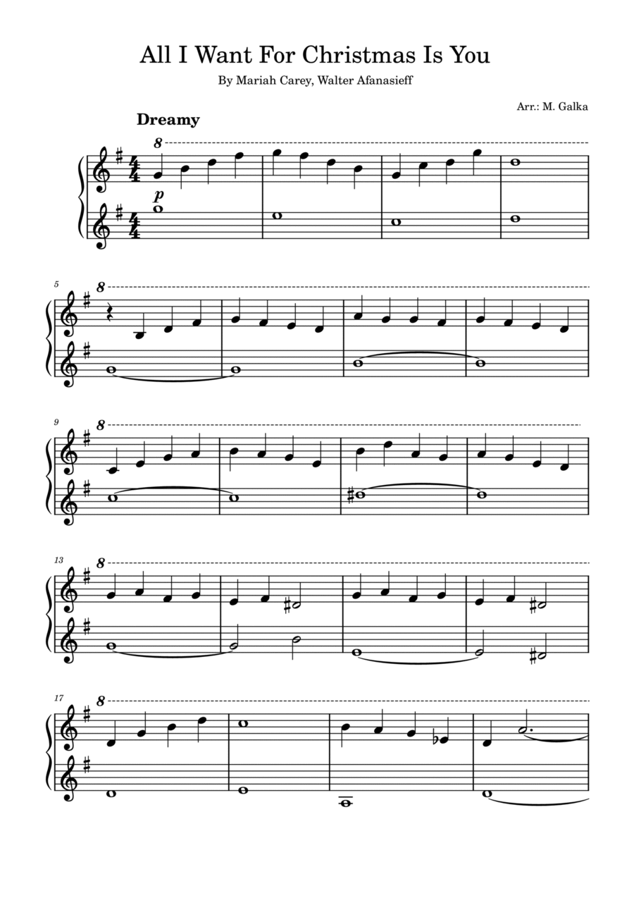 All I Want For Christmas Is You Easy Piano scores gallery preview page 1