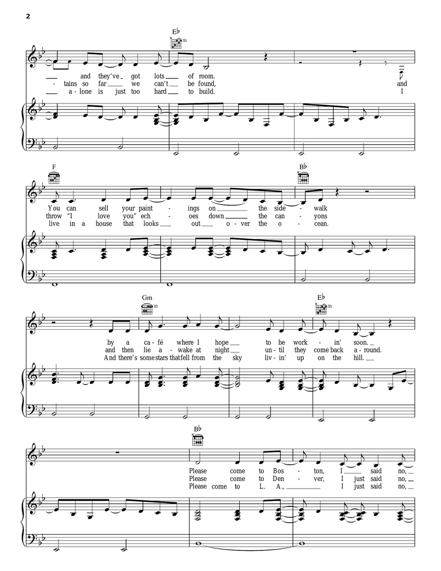 Please Come To Boston Piano, Vocal, Guitar scores gallery preview page 2