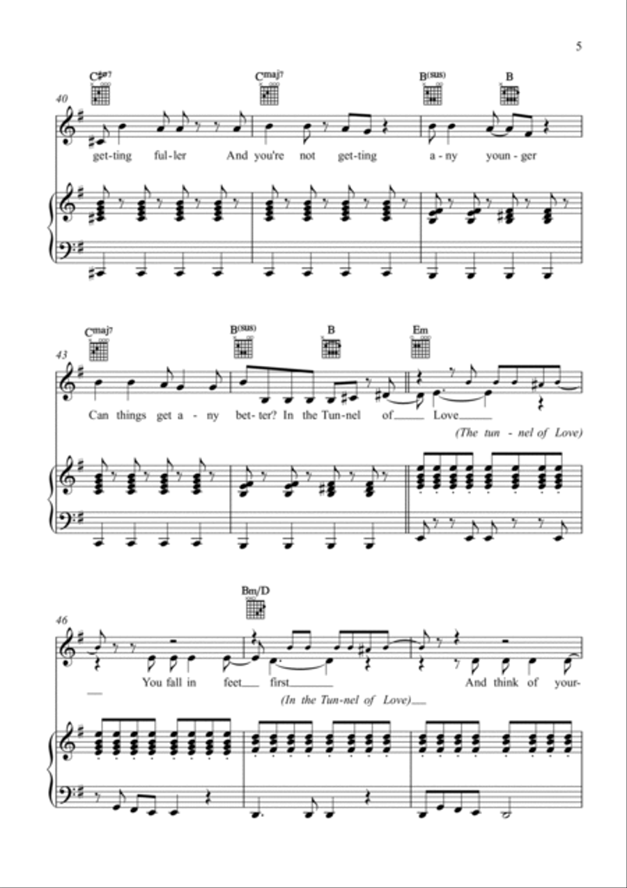Tunnel Of Love Piano, Vocal, Guitar scores gallery preview page 5
