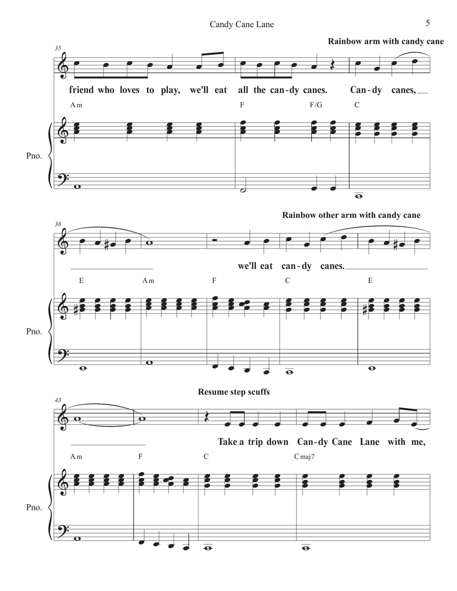Candy Cane Lane Unison Choir scores gallery preview page 5