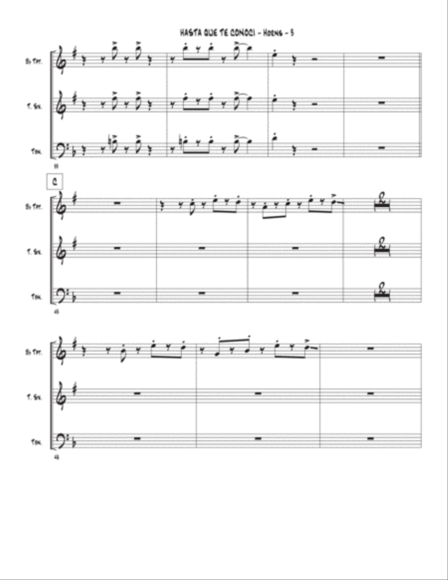 Hasta Que Te Conoci Tenor Saxophone scores gallery preview page 3