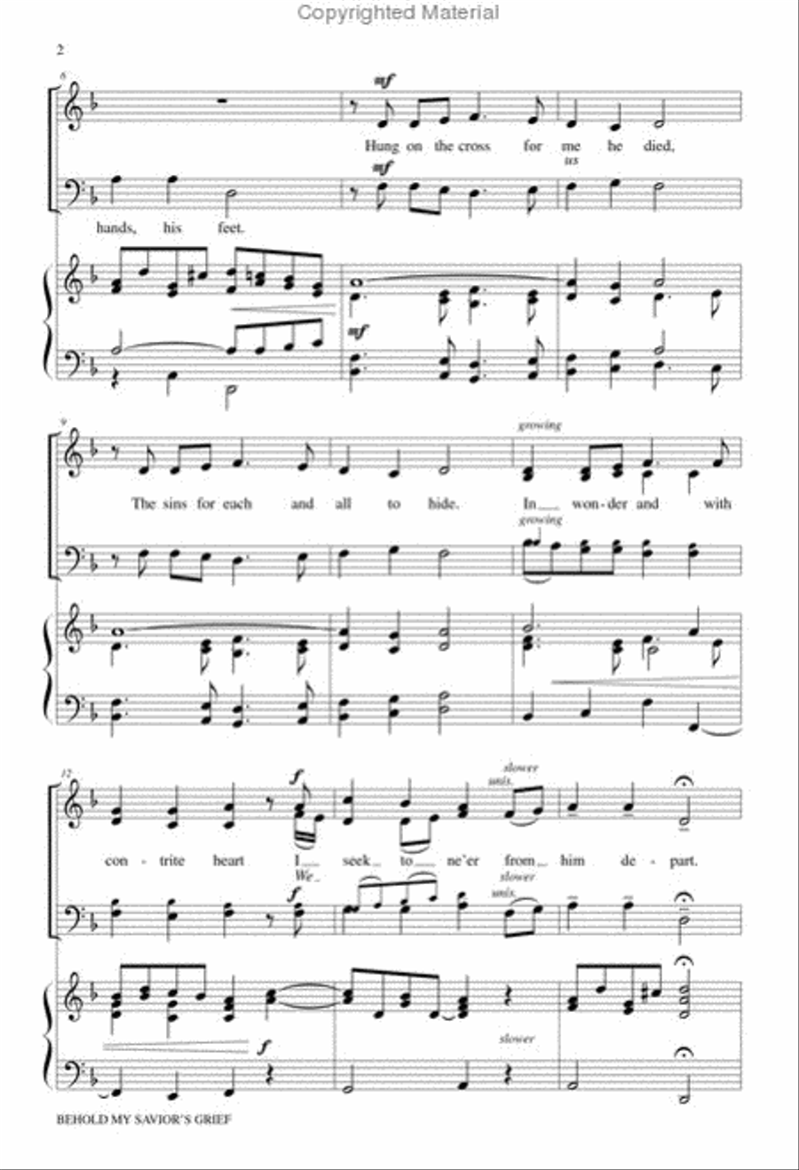 Behold, Behold My Savior's Grief SA scores gallery preview page 3