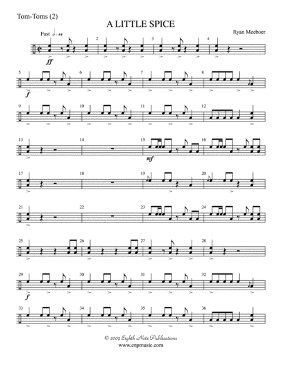 A Little Spice: 1st Percussion Percussion Ensemble scores gallery preview page 1