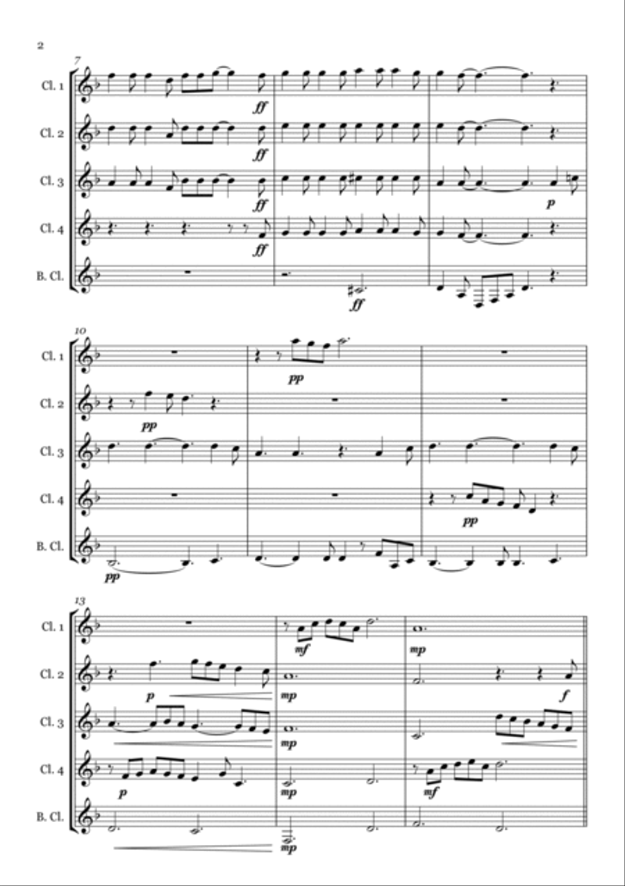 Hallelujah Clarinet Quintet scores gallery preview page 4