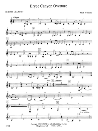 Bryce Canyon Overture: B-flat Bass Clarinet
