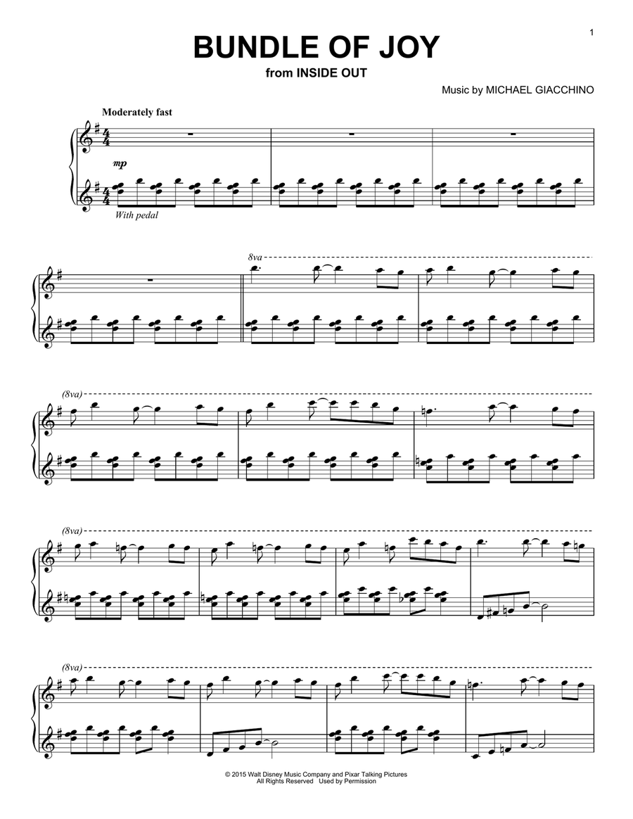 Bundle Of Joy (from Inside Out) Piano Solo scores gallery preview page 1