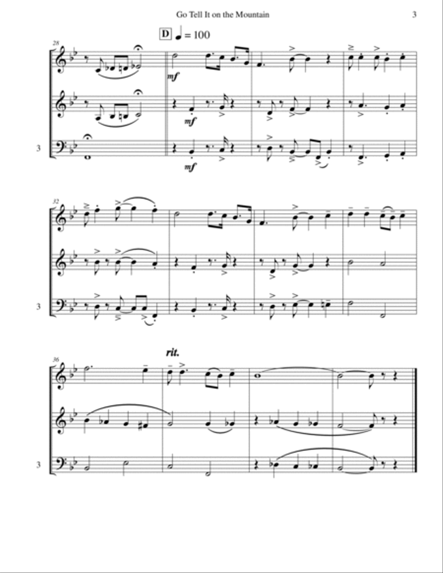 Go Tell It on the Mountain (Mixed Trio) Viola scores gallery preview page 4
