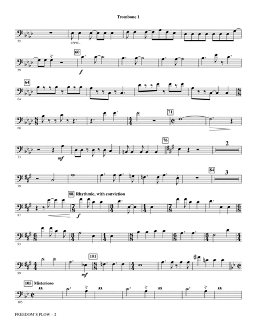 Freedom's Plow - Trombone 1 Choir scores gallery preview page 2