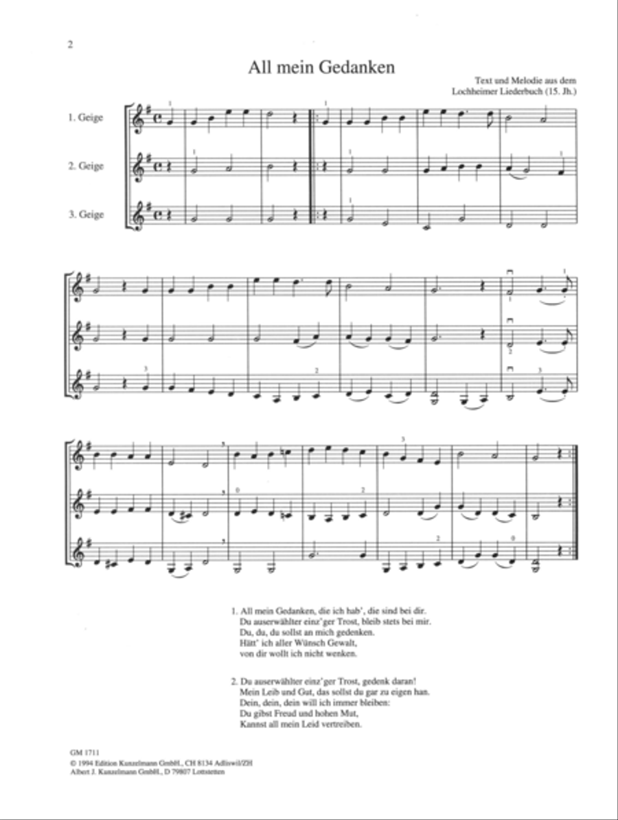 Sing and play, 24 folk songs for 3 violins Violin scores gallery preview page 2