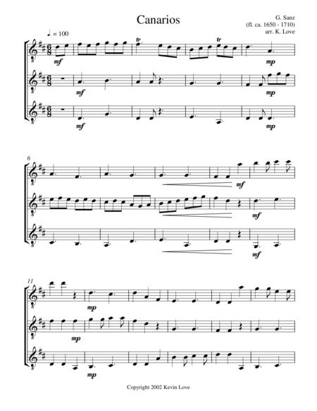 Canarios (Guitar Trio) - Score and Parts image number null