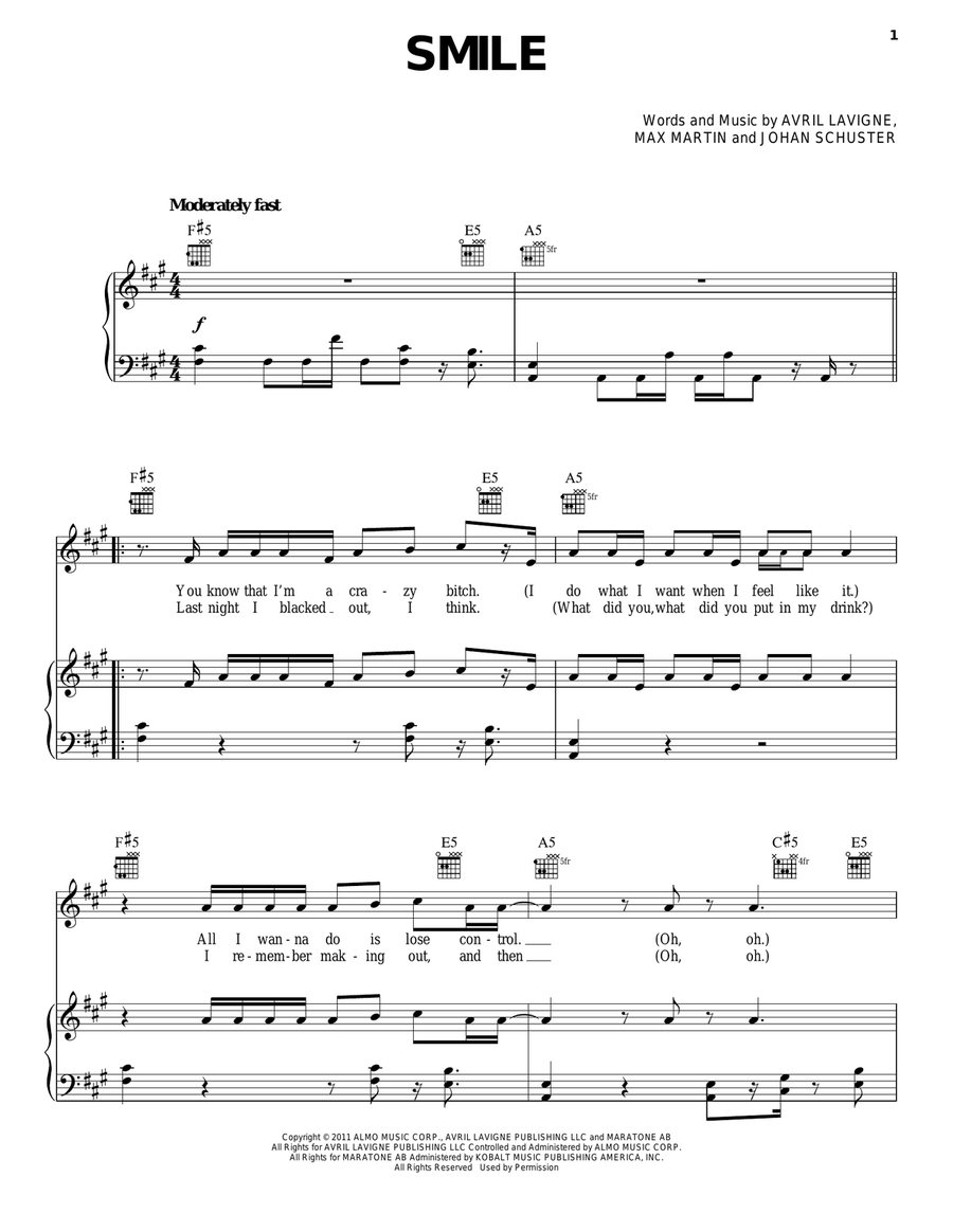 Smile Piano, Vocal, Guitar scores gallery preview page 1