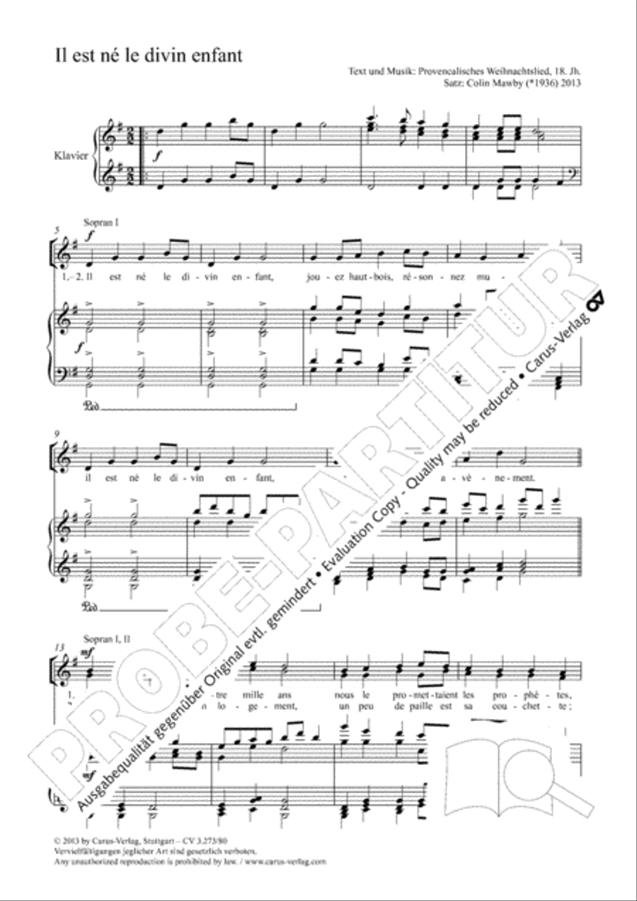 Il est ne le divin enfant SSA scores gallery preview page 2