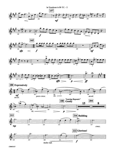 Harry Potter Symphonic Suite: (wp) 1st B-flat Trombone T.C.