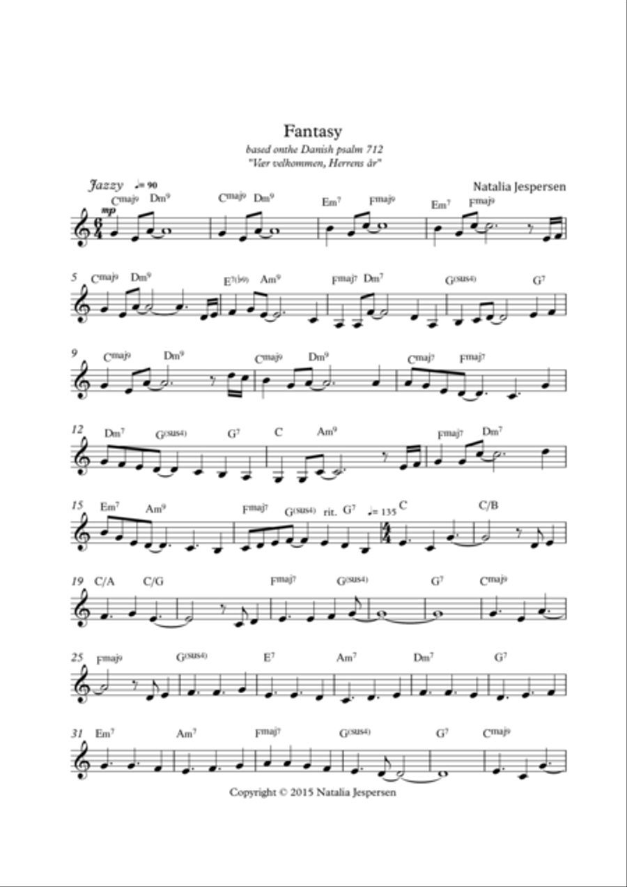 Vær velkommen, Herrens år (Fantasy) Piano Solo scores gallery preview page 2
