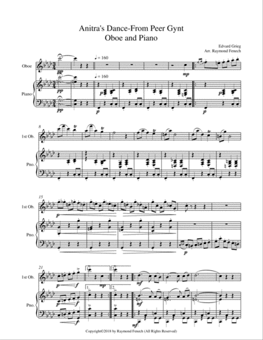 Anitra's Dance - From Peer Gynt (Oboe and Piano) Chamber Orchestra scores gallery preview page 5