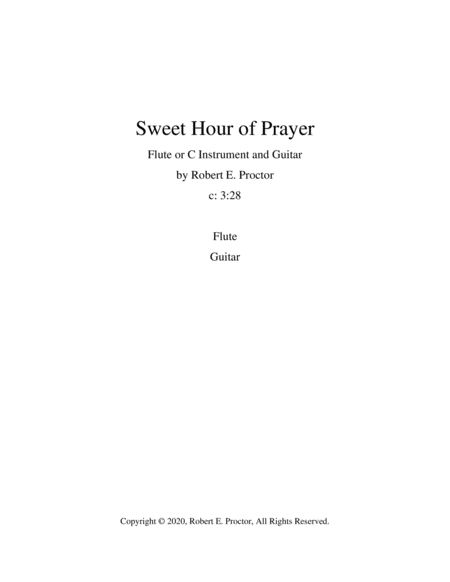 Sweet Hour of Prayer for Flute (C instrument) and Guitar image number null