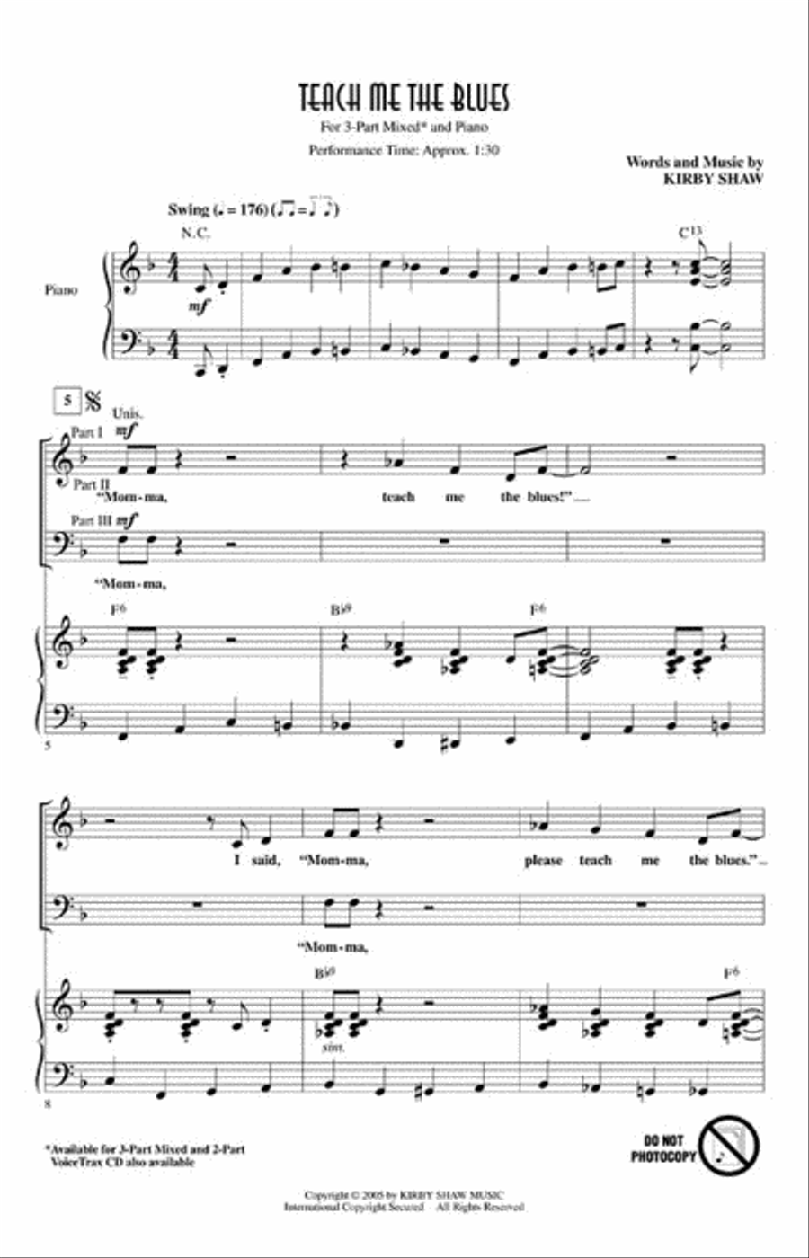 Teach Me the Blues Choir scores gallery preview page 2