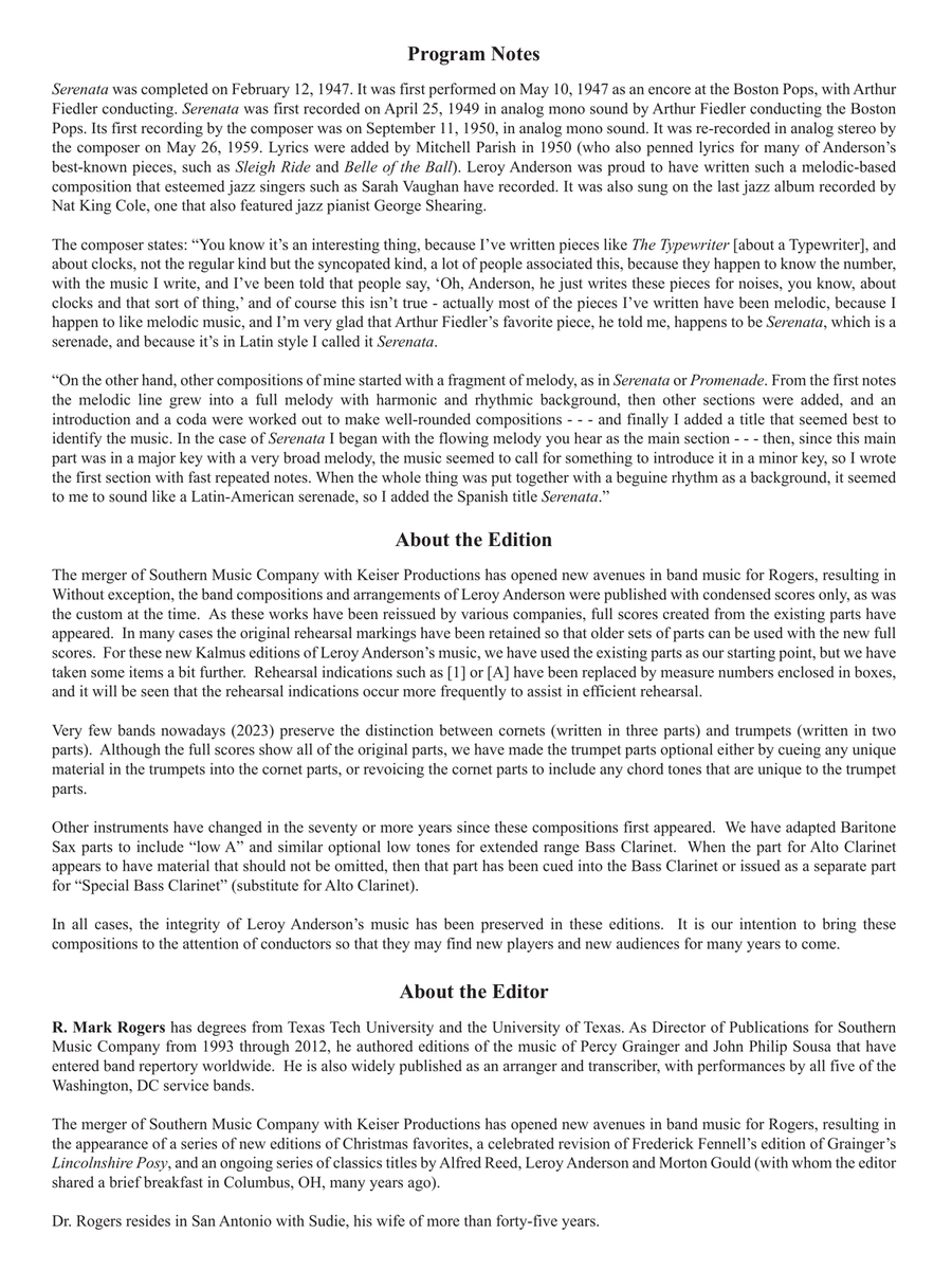 Serenata (arr. R. Mark Rogers) - Full Score Concert Band scores gallery preview page 2