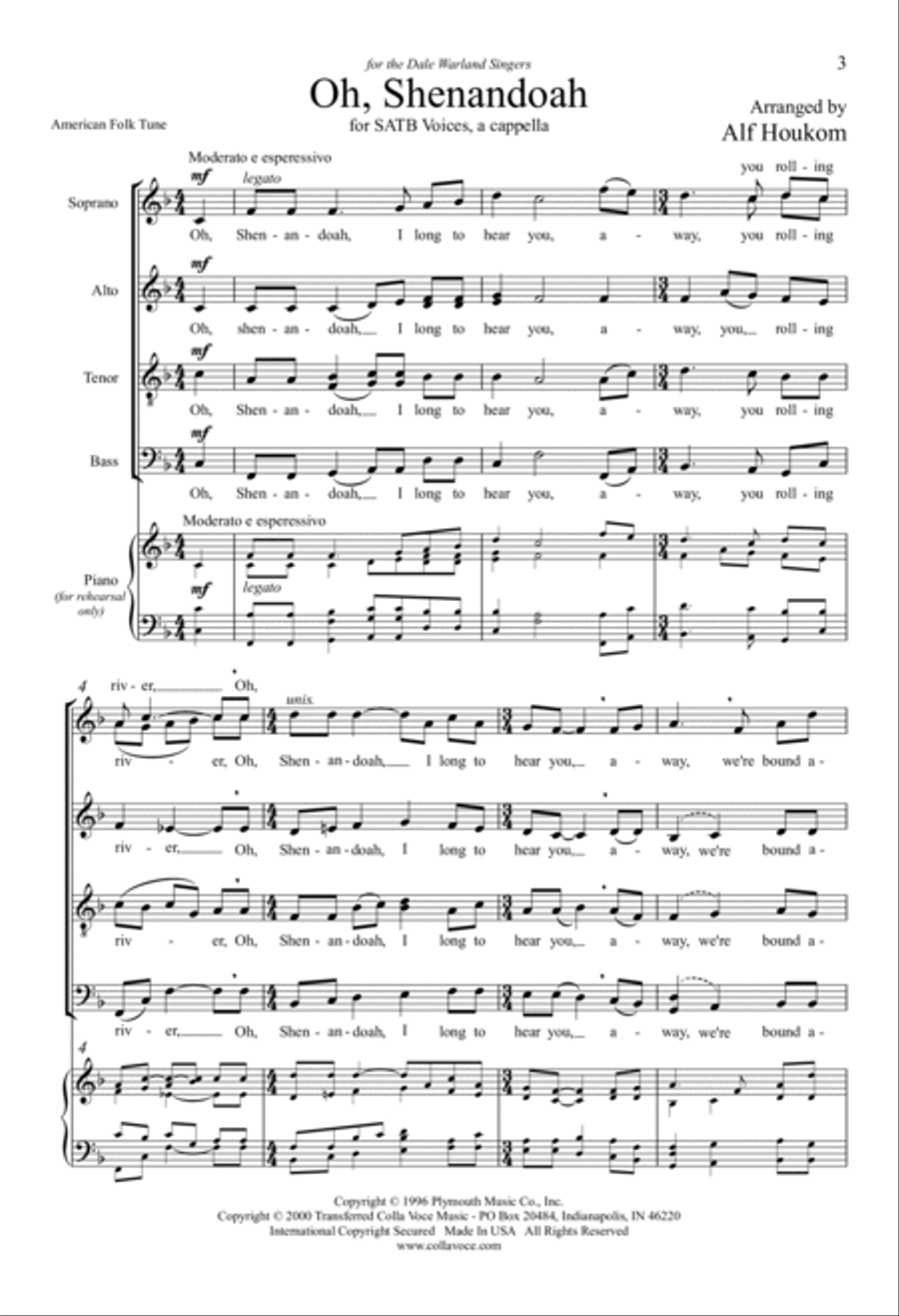 Oh, Shenandoah 4-Part scores gallery preview page 2