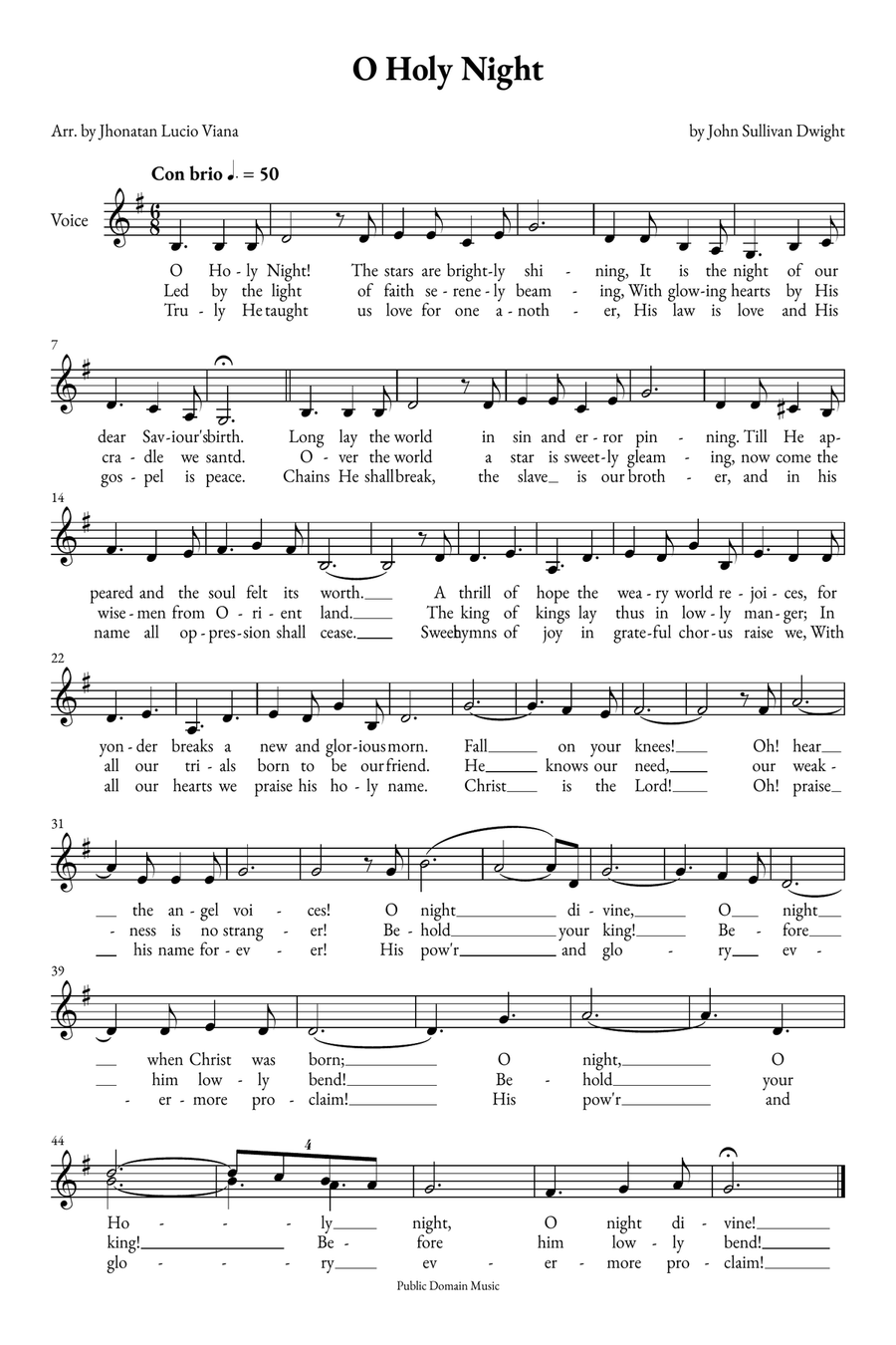 O Holy Night Piano scores gallery preview page 1