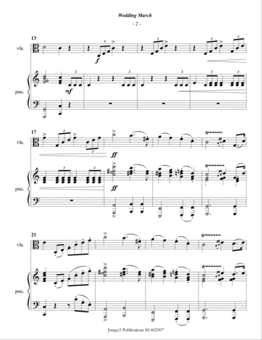 Mendelssohn: Wedding March for Viola & Piano Viola scores gallery preview page 3