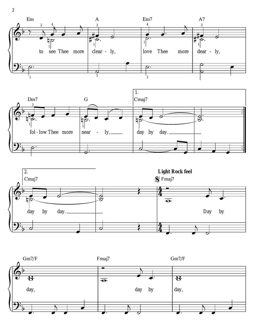 Day By Day (from Godspell) Easy Piano scores gallery preview page 2
