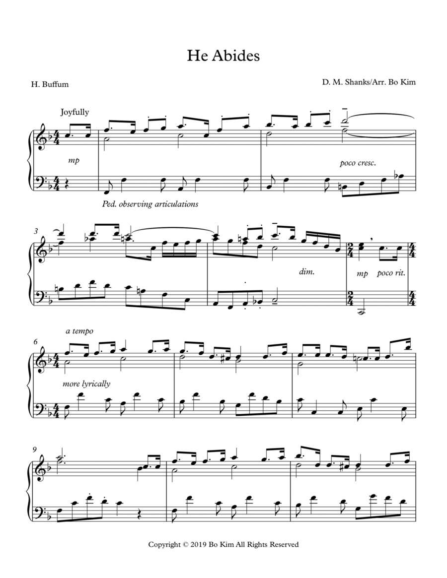 He Abides (I'm Rejoicing Everyday) Solo Piano Arrangement Piano Solo scores gallery preview page 1