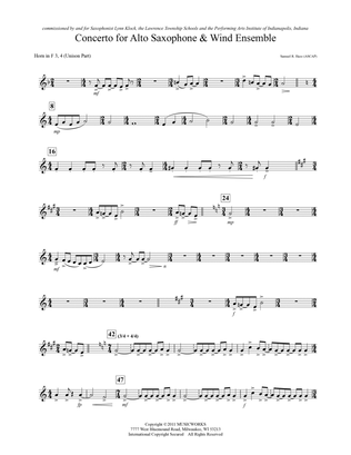 Concerto For Alto Saxophone And Wind Ensemble - F Horn 3,4