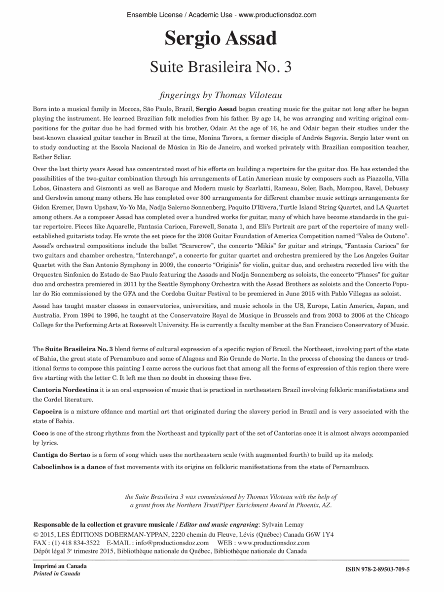 Suite Brasileira No. 3 Classical Guitar scores gallery preview page 1