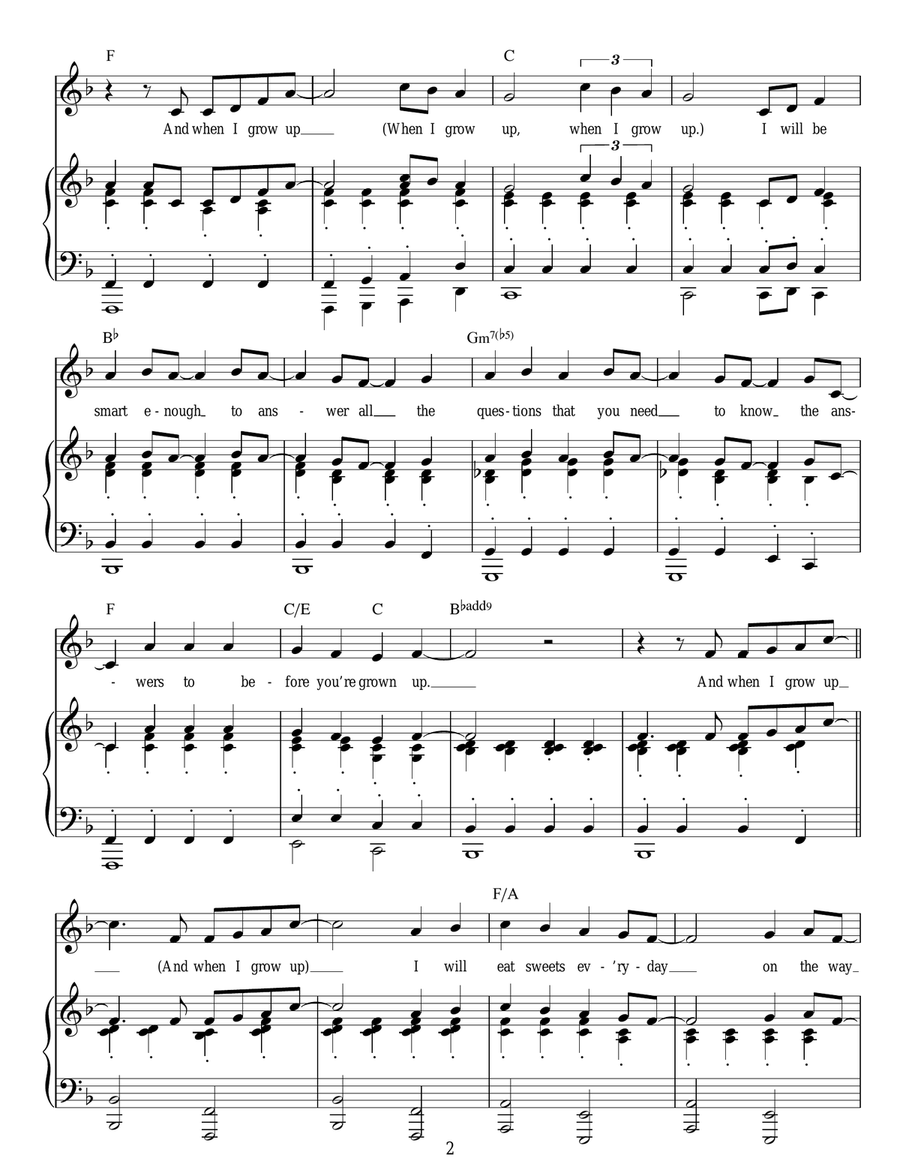When I Grow Up (Reprise) (from Matilda The Musical) Piano, Vocal scores gallery preview page 2