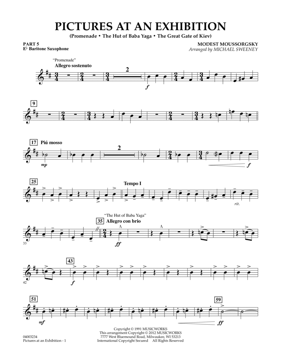 Pictures At An Exhibition (Excerpts) - Pt.5 - Eb Baritone Saxophone Concert Band scores gallery preview page 1