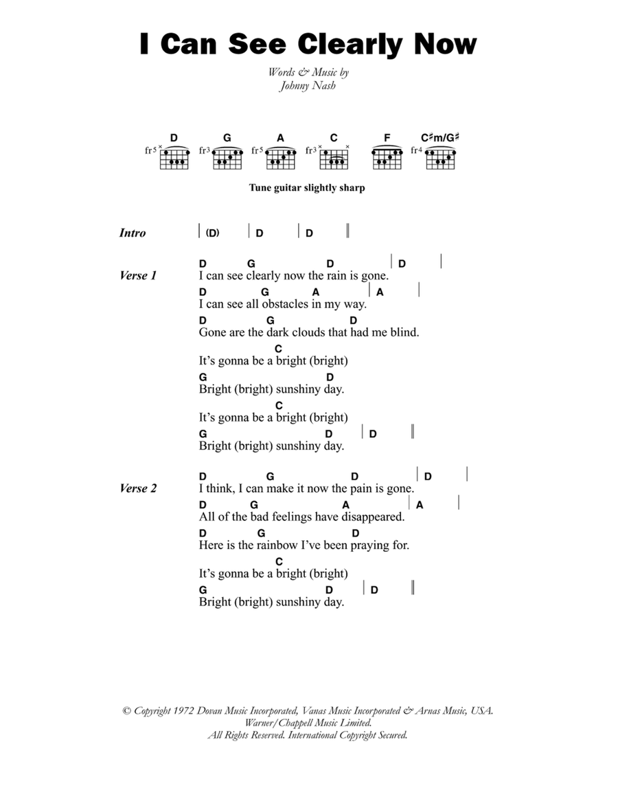 I Can See Clearly Now I Can See Clearly Now Guitar scores gallery preview page 1