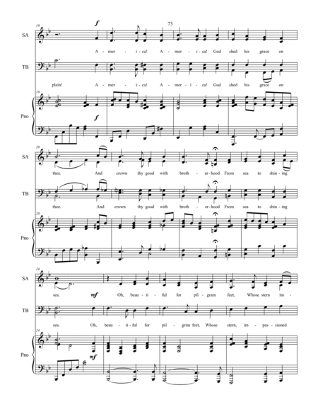 America the Beautiful - SATB Choir with piano accompaniment image number null