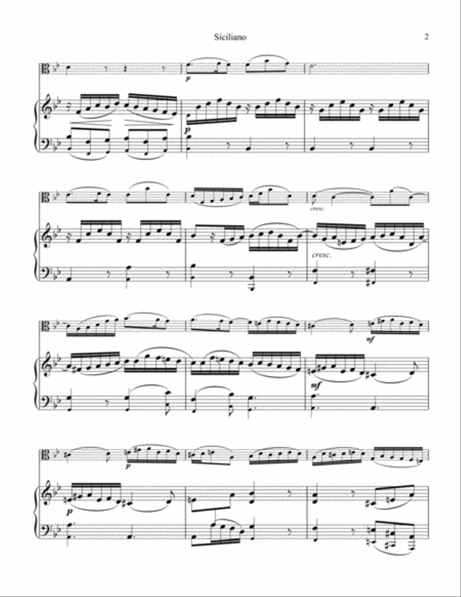 Siciliano BWV 1031 (G Minor) for viola and easy piano Easy Piano scores gallery preview page 3