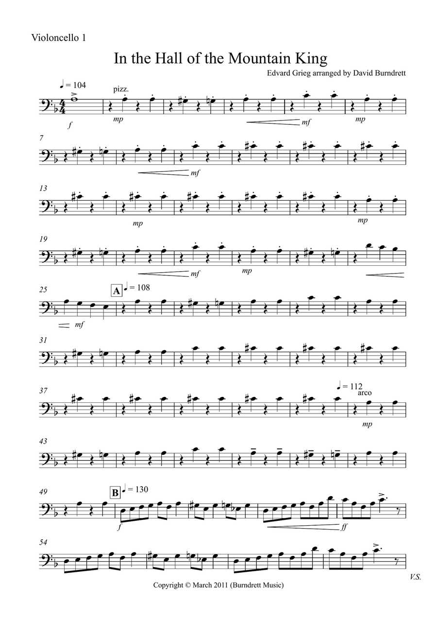 In the Hall of the Mountain King for Cello Quartet Cello Solo scores gallery preview page 5