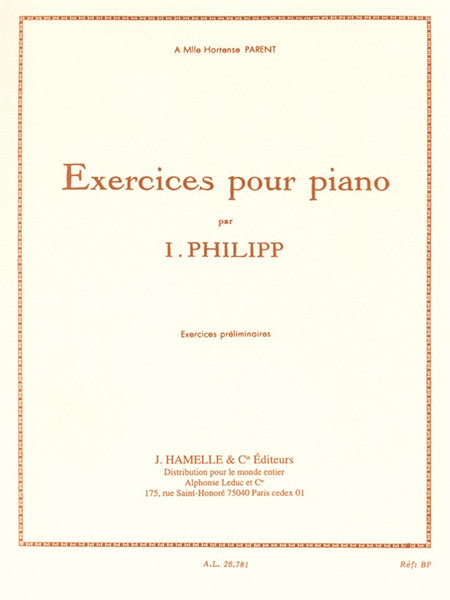 Philipp Exercices Pour Piano Exercices Preliminaires Piano Book