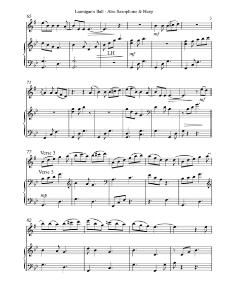 Lannigan’s Ball, Duet for Eb Alto Saxophone and Harp image number null