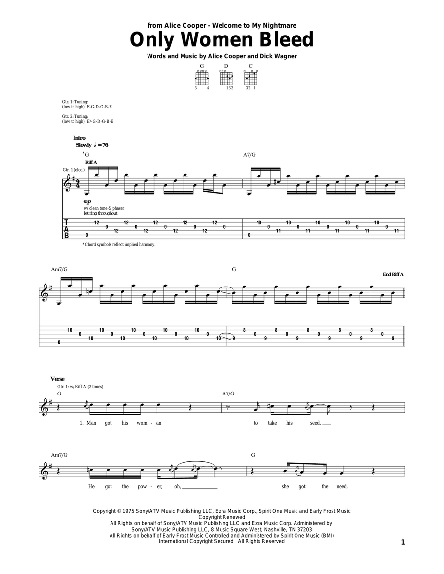 Only Women Bleed Only Women Bleed Acoustic Guitar scores gallery preview page 1